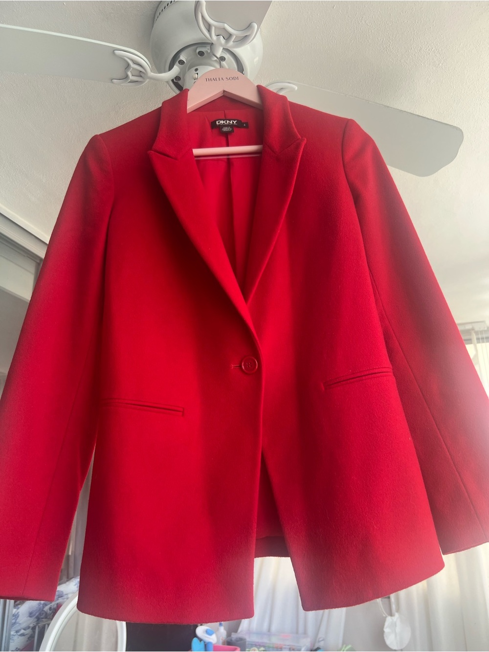 DKNY Red Tailored Wool Single-Button Blazer sz 0 2